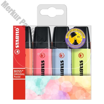 Szövegkiemelő STABILO Boss Original Pastel 1-5mm 4 darabos