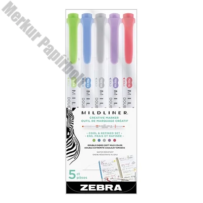 Szövegkiemelő kétvégű ZEBRA Mildliner cool & refined 1,4-4,0 mm 5 darabos