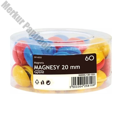 Táblamágnes GRAND 20mm 60 darabos vegyes színű