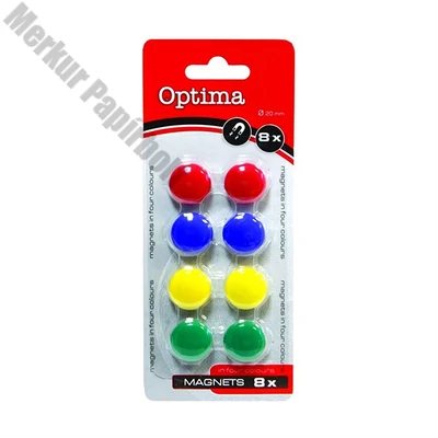 Táblamágnes OPTIMA 20mm 8 darabos vegyes színű