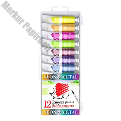 Tempera ICO Süni metál és neon színek 12 darabos 12 ml