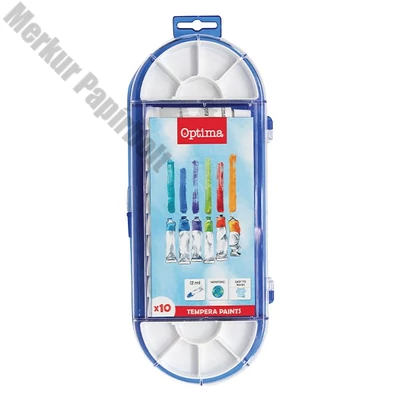 Tempera OPTIMA 10 ml színes színkeverő palettával 10 darabos