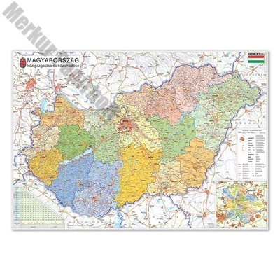 Térkép STIEFEL Magyarország közigazgatása 70 x 100 cm fémléces kiad.év 2023.