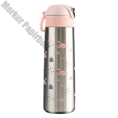 Termosz WABO 420 ml acél fedeles ezüst flamingo