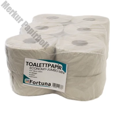 Toalettpapír FORTUNA Economy Jumbo mini 17-18cm 120m 1 rétegű natúr 12/csom