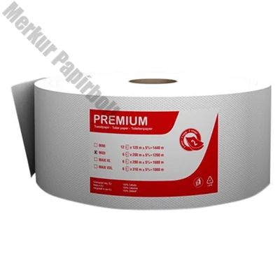 Toalettpapír FORTUNA Premium Jumbo midi tekercses 2 rétegű 23cm 244m hófehér 6/csom