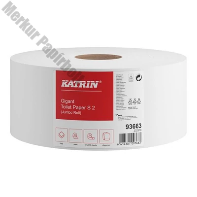 Toalettpapír KATRIN 2 rétegű 870 lap 100% cell hófehér 12 tekercses