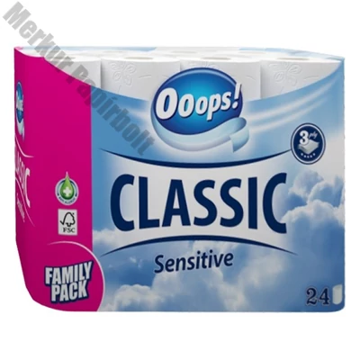 Toalettpapír OOOPS! Classic Sensitive 3 rétegű 24 tekercs