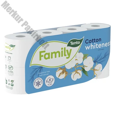 Toalettpapír TENTO Family cotton white fehér 8 tekercses 2 rétegű