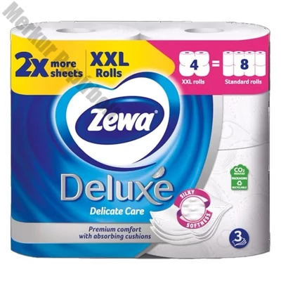 Toalettpapír ZEWA Deluxe 3 rétegű 4 tekercses Delicate Care