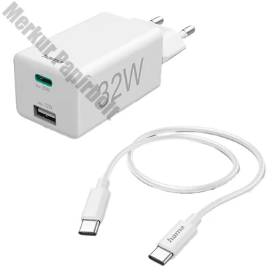 Töltő HAMA USB/USB-C 32W fehér