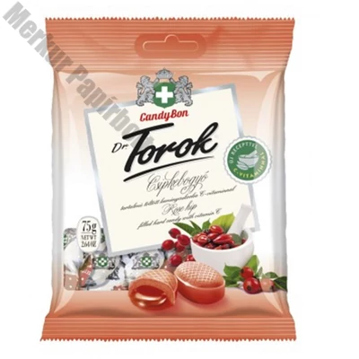 Töltött keménycukorka DR. TOROK csipkebogyóval és C-vitaminnal 75 g