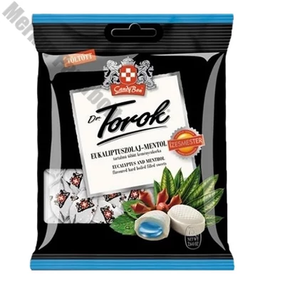 Töltött keménycukorka DR. TOROK eukaliptusszal és mentollal 75 g