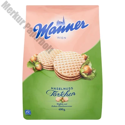 Töltött ostya MANNER Törtchen mogyorós 400 g