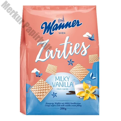 Töltött ostya MANNER Zarties tejes és vaníliás 200 g