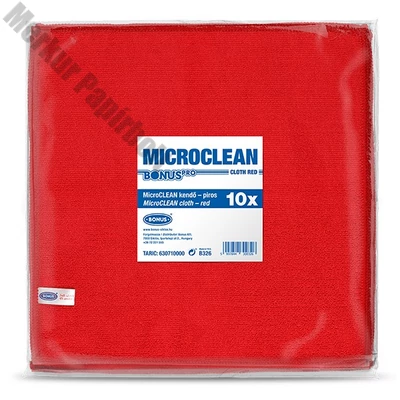 Törlőkendő mikroszálas BONUS microCLEAN HoReCa HACCP 40x40 cm piros 10 darabos