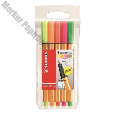Tűfilc STABILO Point 88 Mini neon 5 darabos
