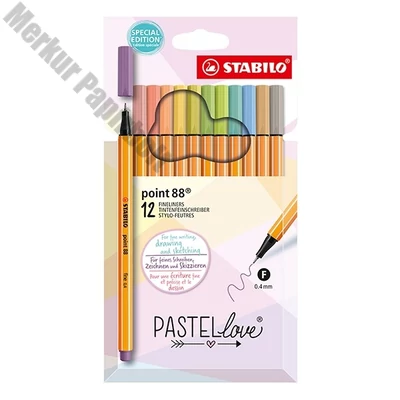 Tűfilc STABILO Point 88 Pastellove 12 darabos