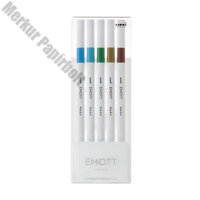 Tűfilc UNI EMOTT 5 darabos 0,4mm (égkék, türkiz, pálmazöld, sötétsárga, barna)