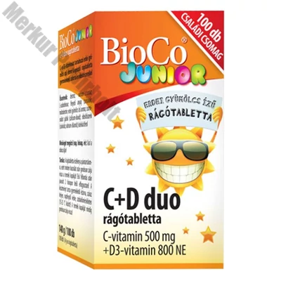Vitamin BIOCO Junior C + D Duo családi rágótabletta 100 darab