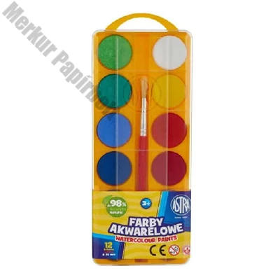 Vízfesték ASTRA 30 cm nagy gombos ajándék ecsettel 12 darabos