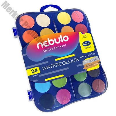 Vízfesték NEBULO 30 mm ajándék ecsettel 24 darabos