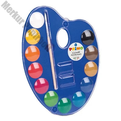 Vízfesték PRIMO 25 mm palettás+ecset 12 darabos