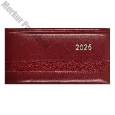 Zsebnaptár ALISCA Rebel varrott fekvő fehér lapos bordó 2026.