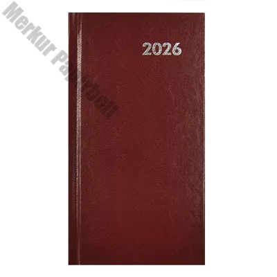 Zsebnaptár ALISCA fekvő fehér lapos bordó 2026.