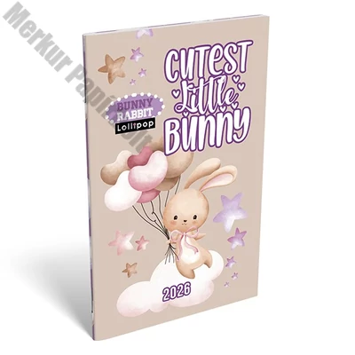 Zsebnaptár LIZZY CARD A/6 heti papírborítós Lollipop bunny rabbit 2026.