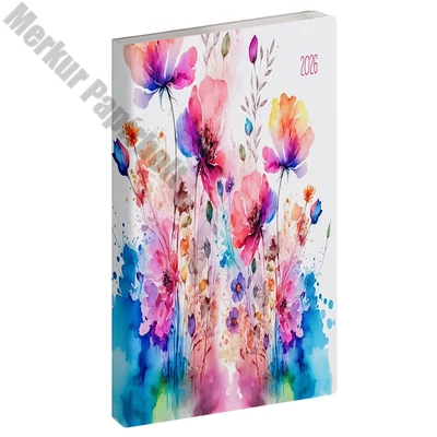 Zsebnaptár REALSYSTEM Flexi álló fehér lapos Akvarell 2026.