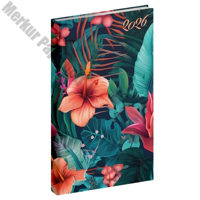 Zsebnaptár REALSYSTEM Picture álló fehér lapos Hibiszkusz 2026.