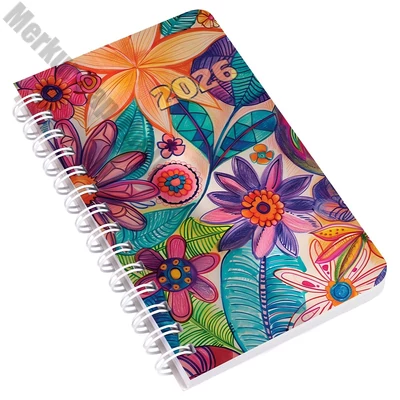 Zsebnaptár REALSYSTEM SP3 spirál mini 78x128mm heti fehér lapos akvarell 2026.