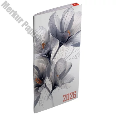 Zsebnaptár REALSYSTEM zsebirka álló fehér lapos Szirmok 2026.