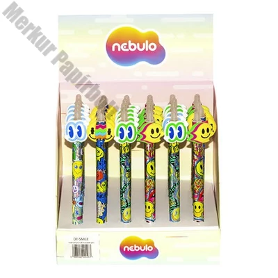 Zseléstoll NEBULO nyomógombos radírozható 0,7 mm Smile