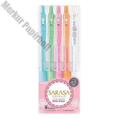 Zseléstoll készlet ZEBRA Sarasa Clip Milk nyomógombos 0,5 mm 5 darabos