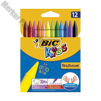 Zsírkréta BIC KIDS PlastiDecor kerek hegyezett 12 színű