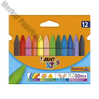 Zsírkréta BIC KIDS PlastiDecor háromszögletű hegyezett 12 színű