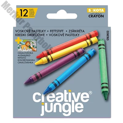 Zsírkréta CREATIVE JUNGLE Grey kerek hegyezett 12 színű