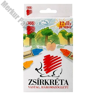 Zsírkréta ICO Süni Jumbo háromszögletű hegyezett 12 színű