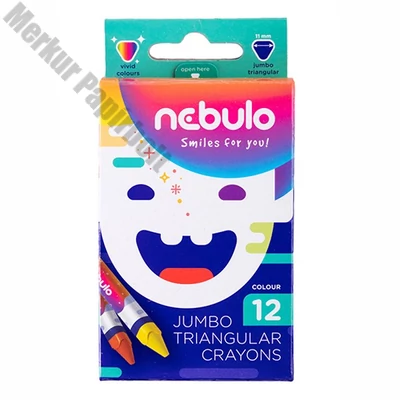 Zsírkréta NEBULO Jumbo háromszögletű hegyezett 12 színű